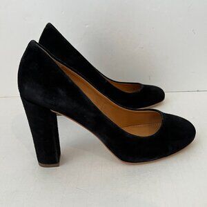 J. CREW Etta Classic Black Suede 3.75" Block Heel Round Toe Pump Heel Women's 6